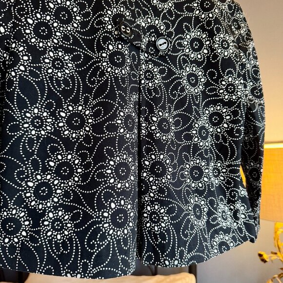 Style & Co Black and White Floral Babydoll Swing Blazer - Picture 5 of 9